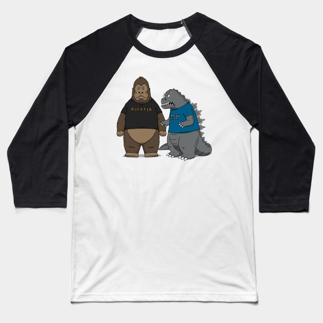 Stupid Kaijus Baseball T-Shirt by pigboom